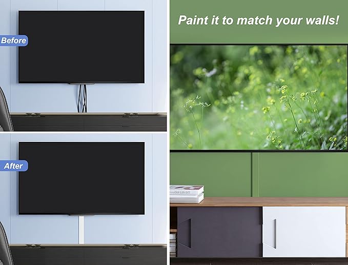 ZhiYo TV Cord Hider for Wall Mounted TV 34in(2X L17in), Large Cord Cover Wall, PVC Cable Management Raceway Kit, Wire Hider for Wall, Black Wire Concealer, W2in x H0.7in
