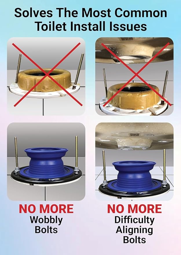 One N Done Toilet Flange Repair Kit - Toilet Kit For Low or Broken Toilet Flange. Toilet Wax Ring Replacement Kit W/Toilet Flange Extender Kit. No Wax Ring For Toilet Bowl Or Toilet Seal Required 3X