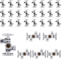 30-Pack Foskan Dual Compression 1/4 Turn Angle Stop Valve with 2 Shut Off Valve/Handles,1/2" NOM (5/8" OD) x 3/8" OD x 3/8" OD,Chrome Plated Brass