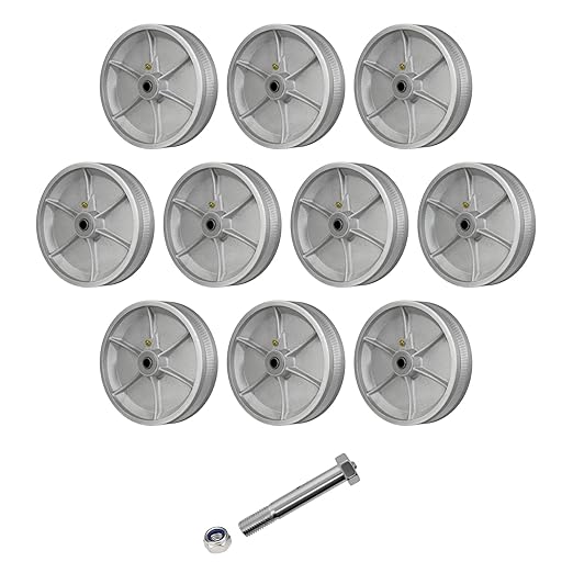 8" X 2" Sliding Gate Wheels, Cast Iron V Groove Wheel with Roller Bearing-1200 lbs Capacity, Rolling Gate Wheels, Sliding Gate Casters for Metal Tube Gate, Silver（10 Pack）