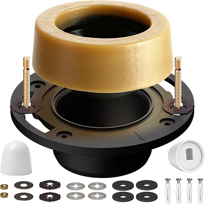 Toilet Flanges and Wax Rings for Toilets with Extended Flanges and Extra Thick Wax Rings for Floor Exit Toilets New Installation or Reinstallation 4" Waste Line for Plumbing Below Floor