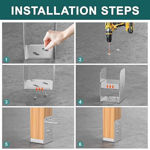 SPACEEUP 4x4 Post Base, Internal 3.5" x 3.5" Post Anchor 3pcs Adjustable Post Base Stainless Steel Concrete Post Anchor for Pavilion Deck Railing Support Decorative Anchor Plate