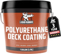 Liquid Rubber Polyurethane Deck Coating – 10X Stronger Than Traditional Deck Paint & Deck Stain – Flexible, Waterproof Sealant for Wood, Concrete & Plywood – Textured Finish – Misty Gray – 1 Gallon