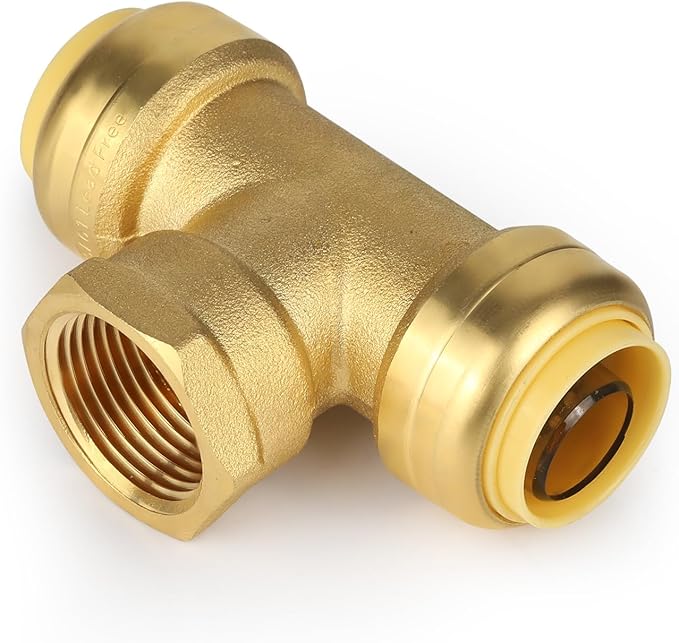 (20 Pack) EFIELD Female Tee 3/4"x3/4"x3/4" Push Fit Female Plumbing Tee,Brass Fitting No Lead For Copper Pex CPVC,(PF221-20PCS)