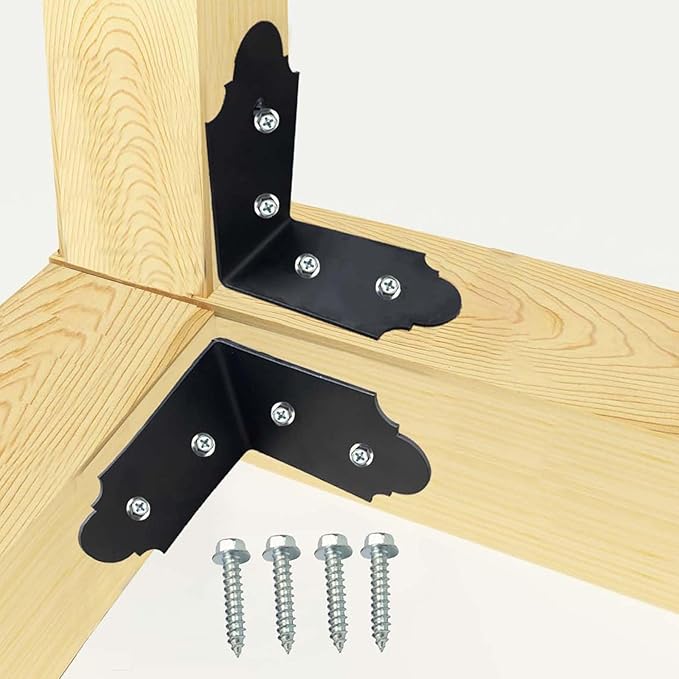 4Packs 90 Degree Angle Bracket Large L Brackets , 6" Heavy Duty Connector Brace, Building Products Decorative Knee Braces Angle Brackets for Wood DIY L Shelf Braces