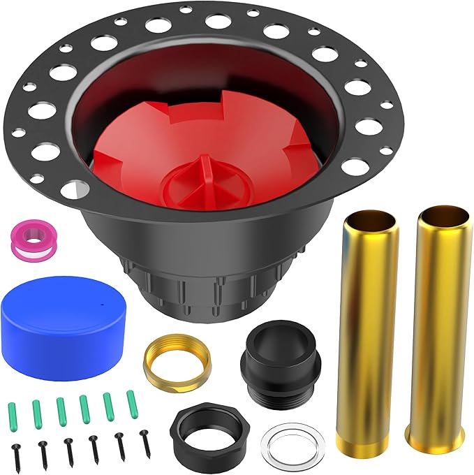 PVC Freestanding Tub Drain Kit, Bathtub Drain Rough-in Kit，Compatible with Freestanding Bathtubs, Floor Mounted Bathtubs and Island Bathtubs, with PVC Plastic Adapter and Brass Tail Pipes