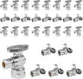 30-Pack Foskan 1/4 Turn Shut off Valve,Angle Stop Valve 3/8" OD x 1/2" FIP,Chrome Plated Brass