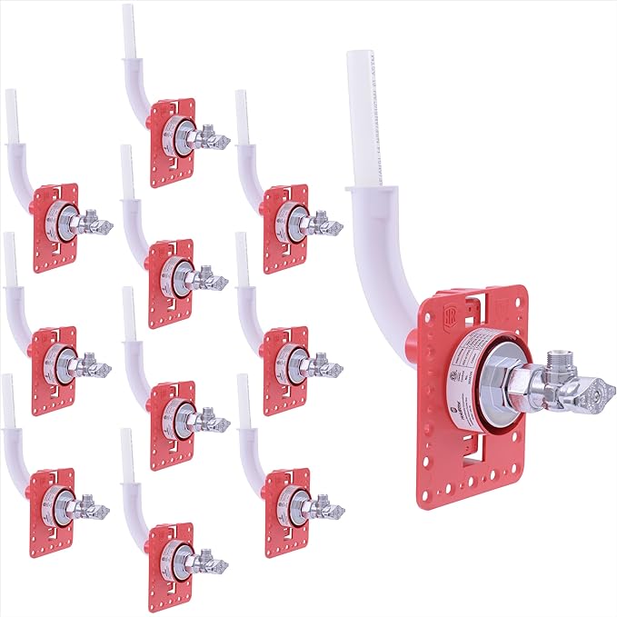 Holdrite Fixture Outlet Box with 3/8 Inch Compression Outlet, Pre-Assembled, Pack of 10, Fire Rated, 1/2 Inch PEX Tailpiece, HR-FR-P-1