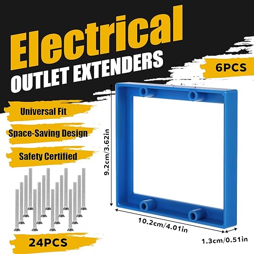 6Pcs Double Gang Outlet Box Extender Electrical Box Extenders with 24Pcs Screws, Receptacle Extenders 2 Gang Electrical Boxes for Electricals Boxes and Electricals Outlet Switches(Blue)(1/2in)