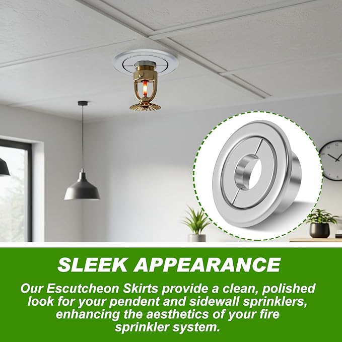Shimeyao 12 Pcs Retrofit Recessed Fire Sprinkler Escutcheon 1/2" IPS Split 3 Piece in Depth Adjustment Range up to 3/4" for Fire Sprinkler Trim Ceiling (Silver)