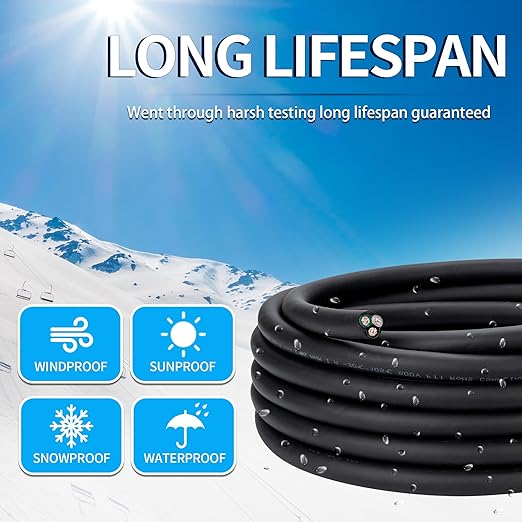 10 Gauge 3 Conductor Electrical Wire 10 AWG 3 Wire Oxygen-Free Copper PVC Stranded 50FT 10/3 Wire for LED Lighting Outdoor Low Voltage Extension Cable (10AWG-3C, 50FT)