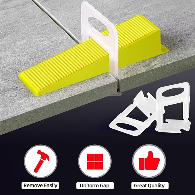 1/8" Tile Leveling System Spacers 2000 PCS Tile Leveling Clips Kit Prevent Tile lippage Leveler Spacers for DIY Professional Ceramic Tile and Stone Installation (1/8 IN, 2000)