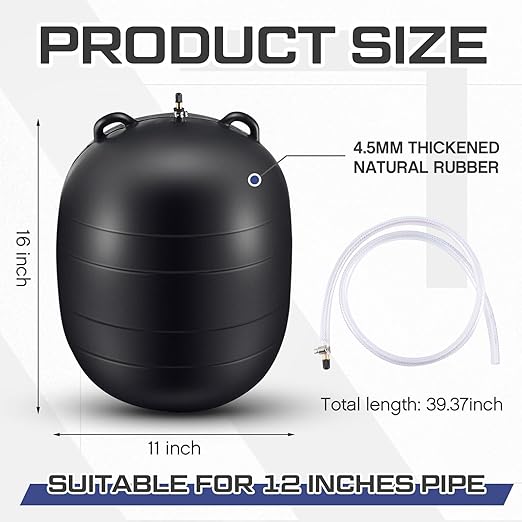 12 Inch Inflatable Pipe Plug Sewer Test Plug Rubber Plumbing Test Balloon for Sewage Pipeline Inspection