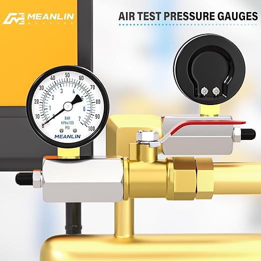 MEANLIN MEASURE 0~100Psi 2" Steel Double Graduated Air Test Pressure Gauges, 3/4" FNPT Connection, -3-2-3% Accuracy