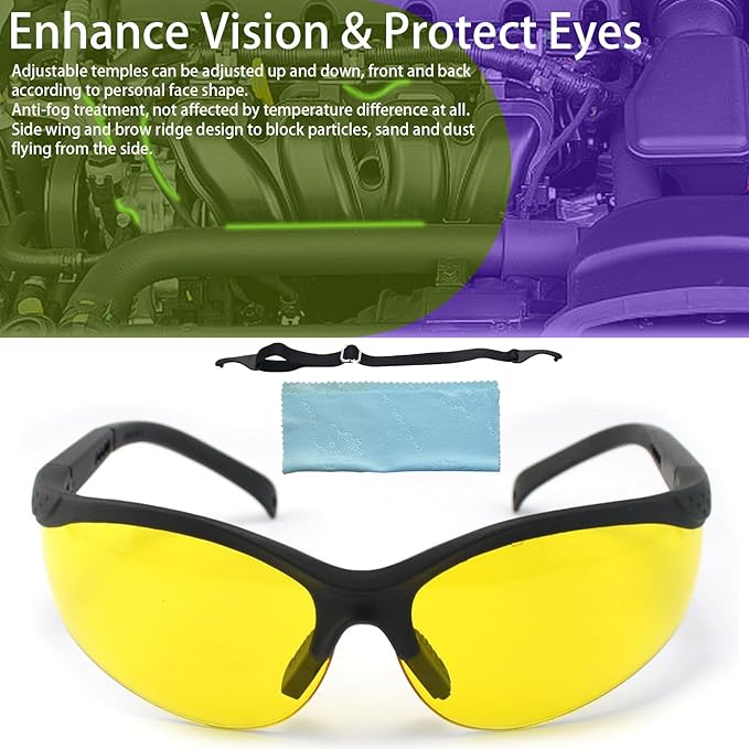Auto Air Conditioner Leak Detector, Flashlight UV Oil Dye Leak Detection Kit AC Leak Detector Kit with Protective Glasses, AC UV Light Oil Dye Leak Test Detection Kit