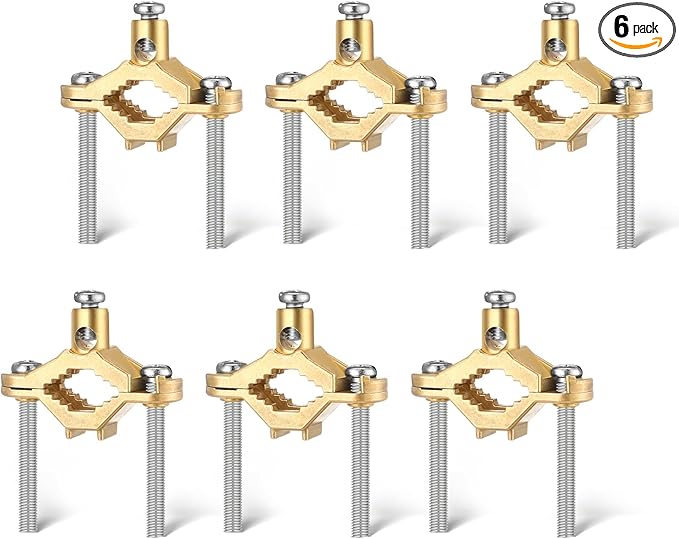 Feekoon 6 Pcs Ground Clamp 1/2-1 Conduit Fitting, Copper Alloy Wire Clamp Conduit Fitting, for Bonding Ground Wire to Water Pipe or Steel