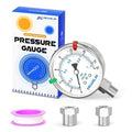 MEANLIN MEASURE 0~15Psi Stainless Steel Liquid Filled Pressure Gauge 2.5" FACE DIAL 1/4" NPT for Water Oil Air Well Pump Tank Tire Pressure Test Lower Mount with Stainless Steel Hex Bushing and Snaps