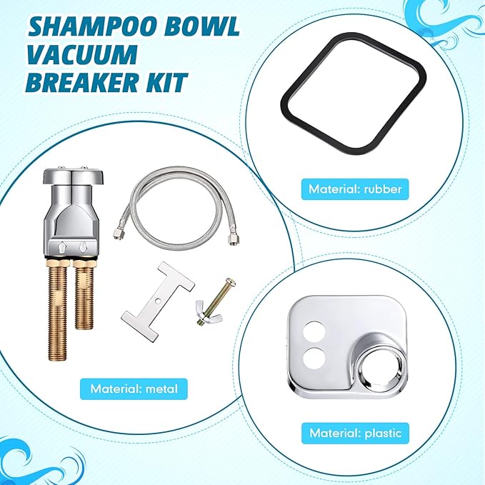 Hortsun Shampoo Bowl Vacuum Breaker Kit, 14 Pcs Stainless Steel Shampoo Sink Parts for Replacement