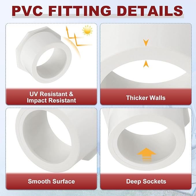 25Pcs 2" x 1 1/2" PVC Reducer Bushing Fitting, SCH40 (Spigot x Socket) Furniture Grade PVC Pipe Fitting, Reducer Bush Adapter for Home Sewer Plumbing, Industrial, Pipe Connection