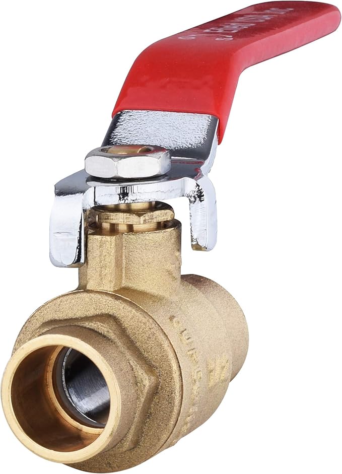 (Pack of 2) EFIELD 1/2" Sweat Brass Full Port Shut-off Ball Valve, 600 WOG (Water, Oil and Gas) Female Sweat Solder Connector SWT x SWT,(VALVE044-2PCS)