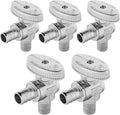 (Pack of 5) Seelink Pex Crimp 1/4 Turn Angle Stop Valve, 1/2" Pex Barb Crimp (F1807), Chrome Plated Brass(VALVE102-5Pack)