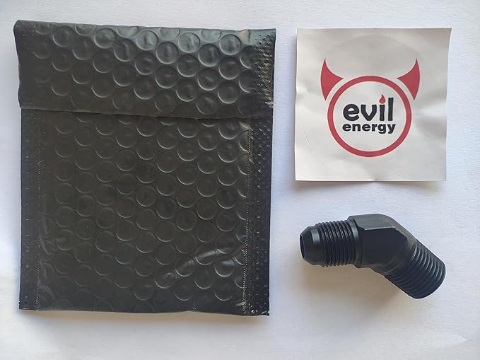 EVIL ENERGY 8AN Male Flare to 1/2" NPT Pipe 45 Degree Fitting Adapter Aluminum Black
