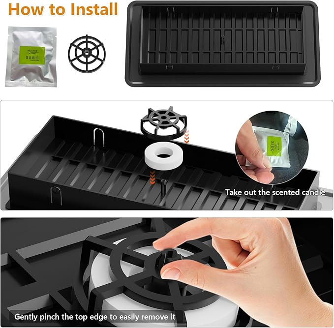 2 Pack Floor Vent Covers, Floor Register 4x10, Heavy Duty Walkable Steel Vent Cover, Adjustable Decorative Vent Covers for Home Floor Ceiling or Sidewall Vent, Rust-Proof Finish (Black)