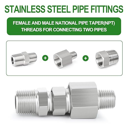 TAISHER 5PCS Forging of 304 Stainless Steel Pipe Fitting, Reducer Adapter, 1/4" NPT Male x 3/4" NPT Female, Reducing Pipe Adapter Fitting