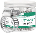 24PCS Hose Clamps Stainless Steel Adjustable 1/4"– 7/16"(6-12mm) Worm Gear Hose Clamp, Heavy Duty Metal Small Hose Clamps for Automotive, Pipe, Radiator Plumbing, Fuel Line