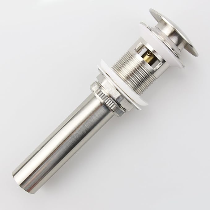 Brushed Nickel Pop Up Sink Drain with Overflow, Bathroom Faucet Vessel Sink Drain Stopper