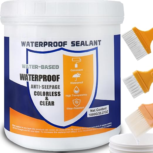 35.27oz Invisible Waterproof Agent - Transparent Polyurethane Anti-Leakage Sealant Coating for Roof, Walls, Bathroom, Kitchen | Indoor/Outdoor Use | Crack Repair & Multi-Surface Protection