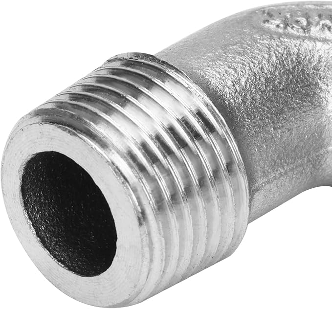 DERNORD 1/2" Hose Barb x 3/8" Male NPT Stainless Steel 90 Degree Elbow- Home Brew Pipe Fitting