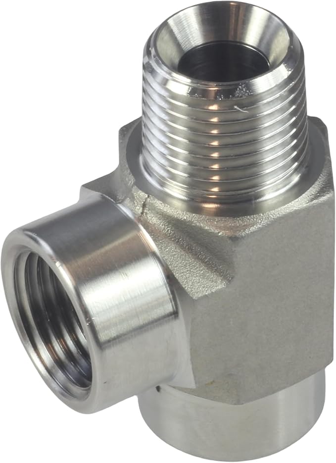 HFS(R) 304 Stainless Steel FORGED Pipe Fitting NPT Tee, 1/2" NPT Male x 1/2" NPT Female x 1/2" NPT Female, 3 Ways Branch Tee Connector Pipe Fitting