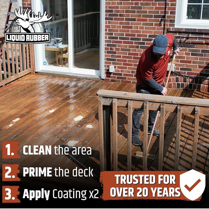 Liquid Rubber Polyurethane Deck Coating – 10X Stronger Than Traditional Deck Paint & Deck Stain – Flexible, Waterproof Sealant for Wood, Concrete & Plywood – Textured Finish – Saddle Brown – 1 Gallon