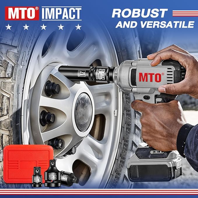 MTO 8-Piece Impact Socket Adapter & Reducer Set, 1/4", 3/8", 1/2", 3/4" Drive, Impact Driver & Wrench Conversion Kit, Chrome Molybdenum Steel