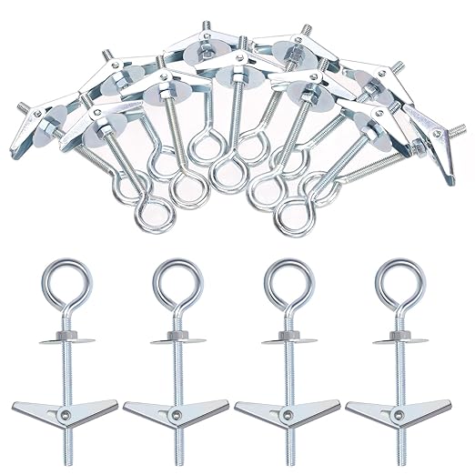 Glarks 15pcs M6 x 70mm O-Shaped Eye Bolt Toggle Anchors Set for Drywall, Ceiling, Sheetrock, Hollow Wall
