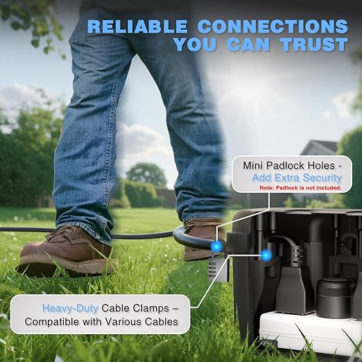Flemoon [2 Pack] Outdoor Electrical Box Waterproof, Medium Weatherproof Electrical Box (11.5x5.2x4 inch) w/6 Cable Entry Ports, Extension Cord Cover for Power Strip, Timer, Plug, Holiday Light, Black