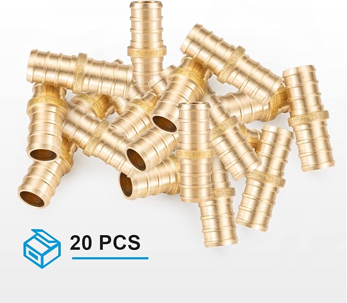 WMAXPFIT(20 Pack) 1/2 Inch PEX Coupling F1807, LF Brass crimp fitting for PEX-b pipe