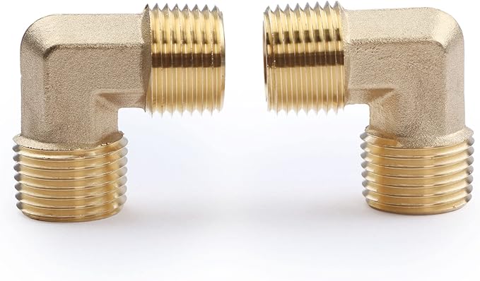 U.S. Solid 2pcs 90 Degree Barstock Street Elbow Brass Pipe Fitting 1/2" NPT Male Pipe to 1/2" NPT Male