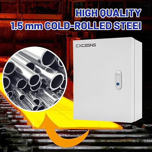 Outdoor Electrical Box 16 x 12 x 6''D NEMA 4X Enclosure Steel Box, Waterproof & Dustproof Outdoor/Indoor Lockable Electrical Junction Box, with Mounting Plate