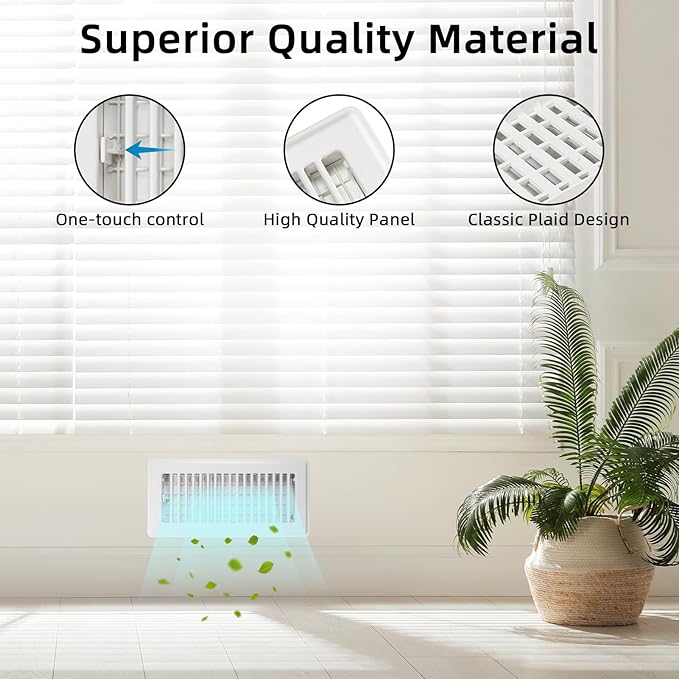 Floor Register 6x12-4 Pack Vent Covers for Home Floor Heavy Duty Steel Walkable Easy Adjust Air Supply Lever Cover for Sidewall, White