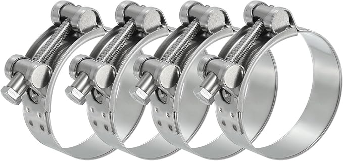 PATIKIL 60-63mm T-Bolt Hose Clamp, 4 Pack Intercooler Pipe Tube Clamps 304 Stainless Steel Radiator Hose Clamp for 2.36"-2.48" Pipe