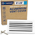 6x14 Inch (Duct Opening) Aluminum 1-Way Air Flow Vent – HVAC Vent Cover for Wall or Ceiling – Quiet HVAC Wall Register with Multi-Shutter Damper – Adjustable Curved Blade - Plastic Seal for Tight Fit