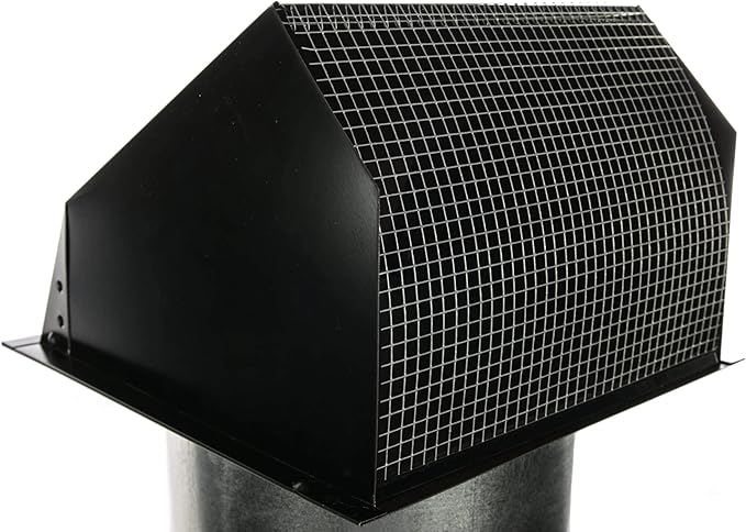 RDP Hooded Wall Vent with Screen and Damper (4 Inch, Black)