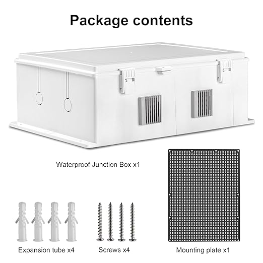 Outdoor Electrical Junction Box, ABS Water Resistant Enclosure with Internal Mounting Panel & Hinged Cover (18.1" H* 12.6" L* 4.3" W)