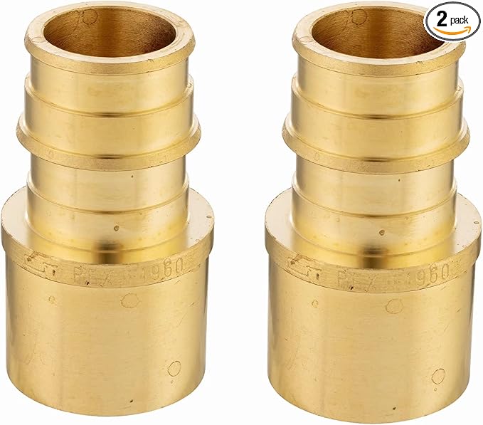 (Pack of 2) EFIELD Pex A Full Flow Expansion Brass Fittings 3/4"x 3/4" Female Sweat Adapter, ASTM F1960,(PEX1960054-2PCS)