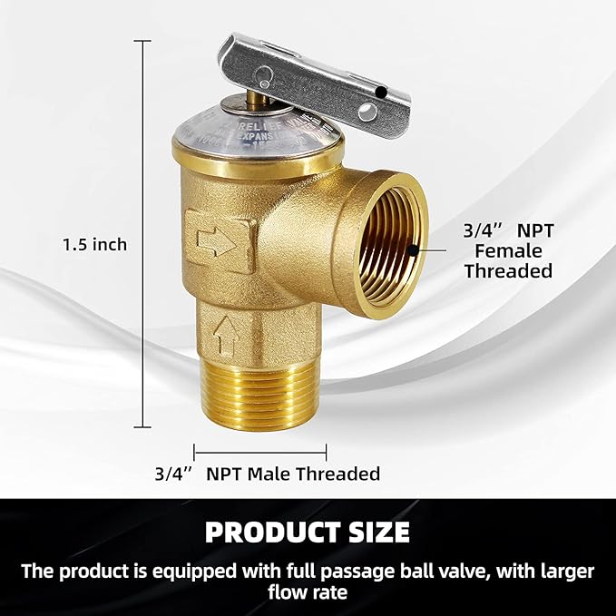VAV 3/4-Inch IPS Isolator Tankless Water Heater Service Valve Kit, with Pressure Relief Valve, CSA LISTED, Clean Brass & NPT Thread