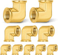 10-PCs HeSun Brass Pipe Fitting, 1/8" x 1/8" NPT Female 90-Degree Barstock Street Elbow