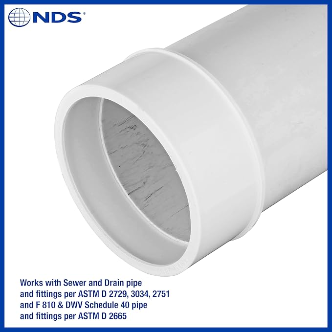 NDS 2P42 PVC Adapter Bushing, 4-Inch, for DWV/SCH40 Spt X S&D Hub Connections, for Use with 4-Inch DWV/SCH40 and Sewer and Drain Pipe, White