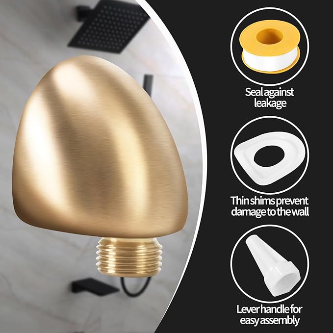 50560-CZ-PR Wall Supply Elbow For Hand Shower Elbow Adapter,Water Supply Elbow For Hand Shower,Wall-Mount Supply Wall Elbow For Hand Held Shower Elbow Adapter,Lumicoat Champagne Bronze